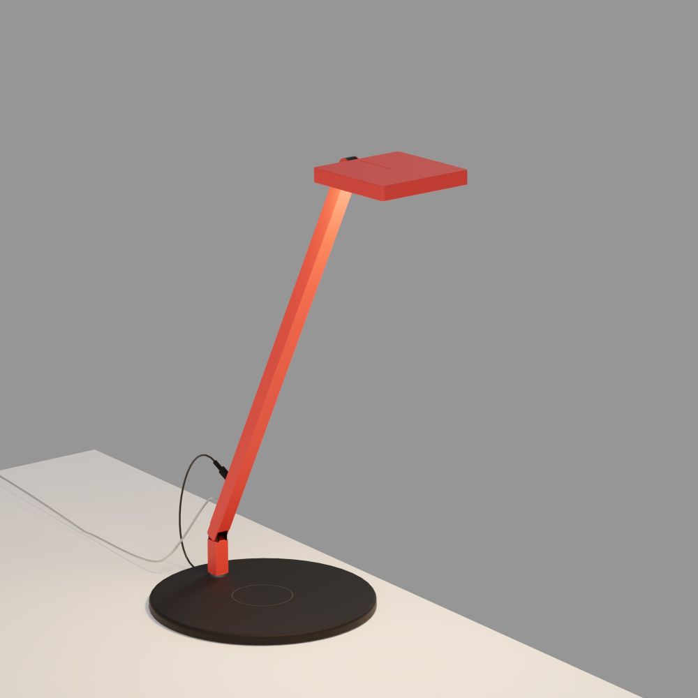 Koncept Lighting FCD-1-MFR-QCB Focaccia Solo Desk Lamp with wireless charging base (Matte Fire Red)